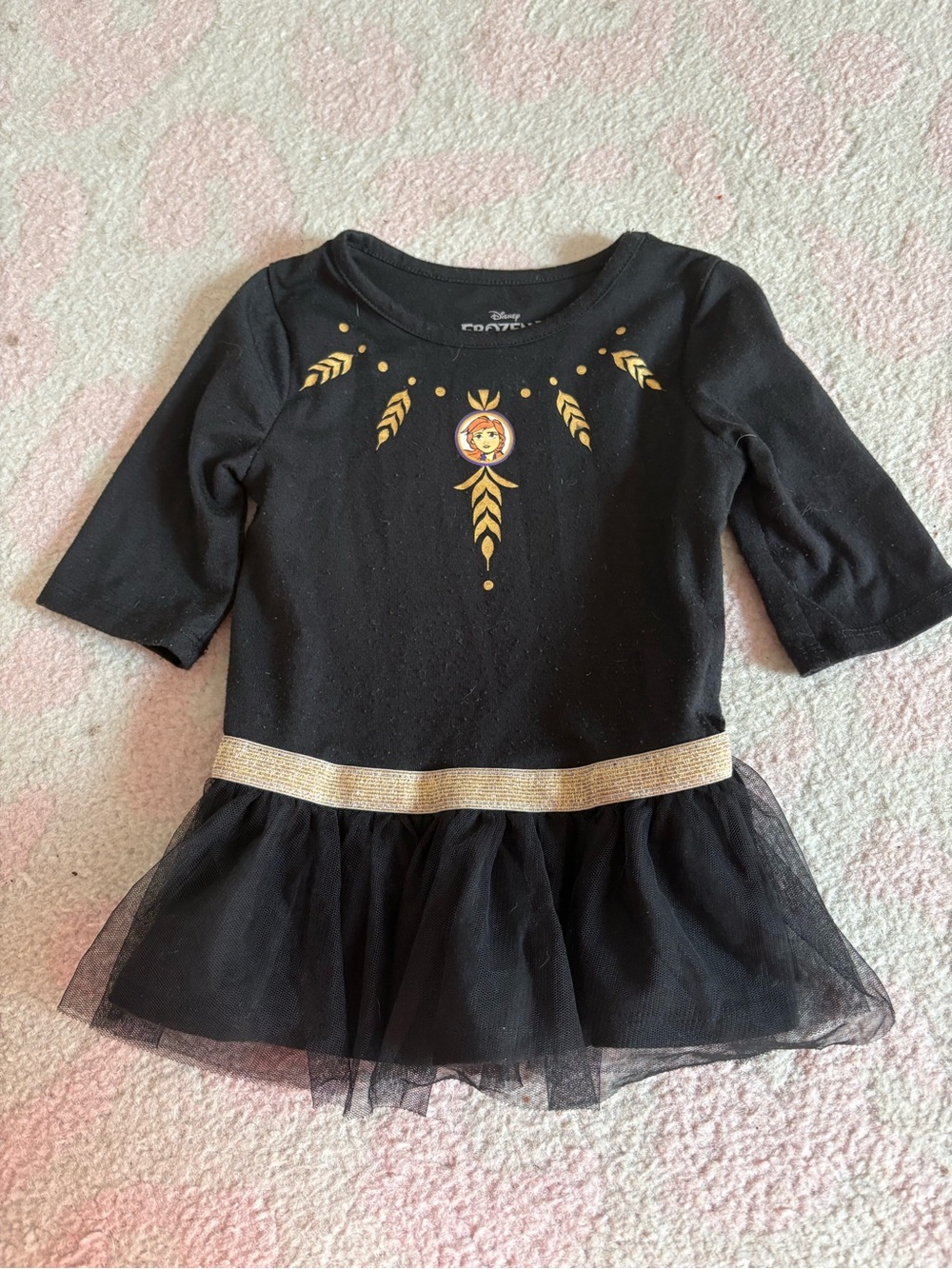Disney Frozen Anna Black Tutu Shirt with Gold Accents